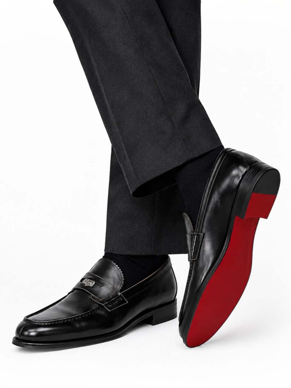 Christian Louboutin Monono Leather Penny Loafer Black Size 45